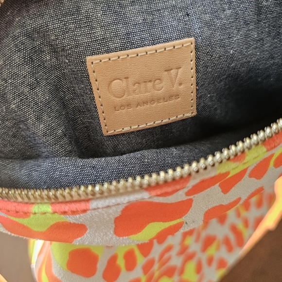 Clare V Neon Leopard Foldover Clutch With Tabs And Added Strap - Picture 4 of 6